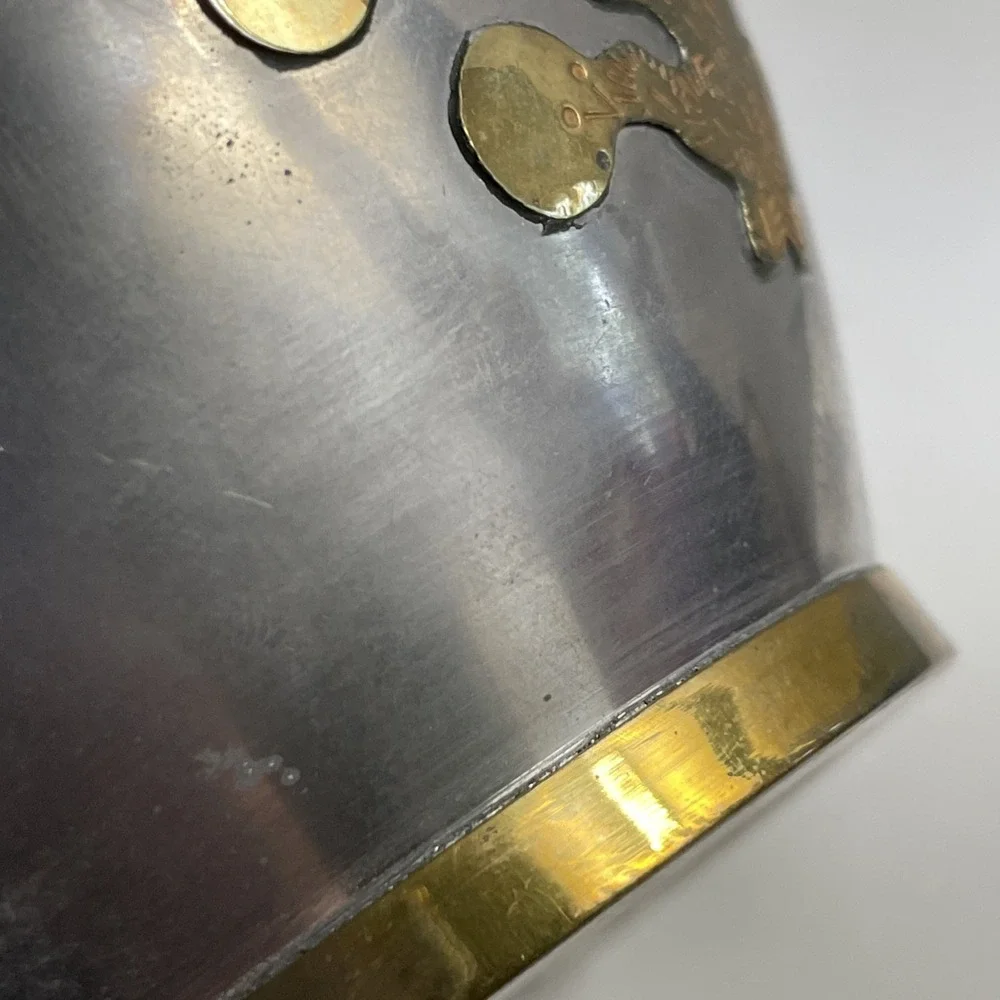Vintage Ginger Jar Pewter with Floral‎ Brass 6.5